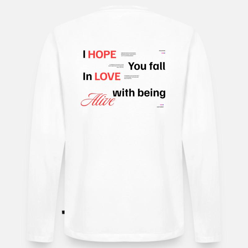 Fall in love with bein alive - Männer Premium Bio Langarmshirt - Weiß