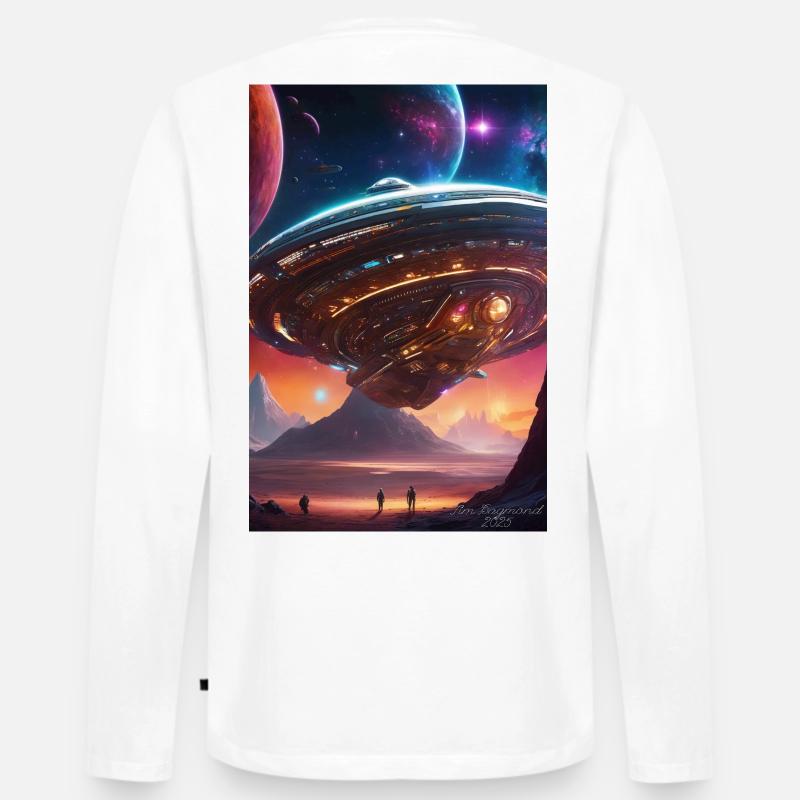 Nebula-Liner über Crimson Valleys - Männer Premium Bio Langarmshirt - Weiß