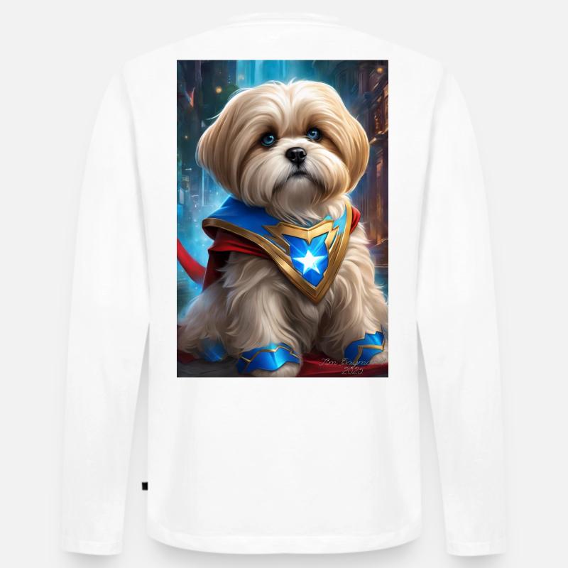 Hero Pup Starcrest Umhang - Männer Premium Bio Langarmshirt - Weiß