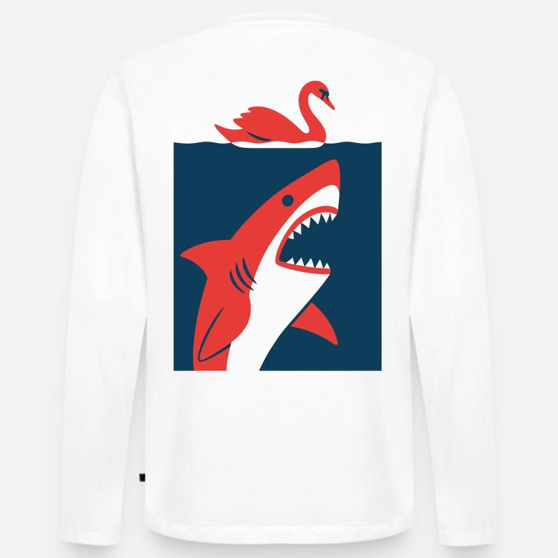Schwan trifft Hai #2 - Männer Premium Bio Langarmshirt - Weiß