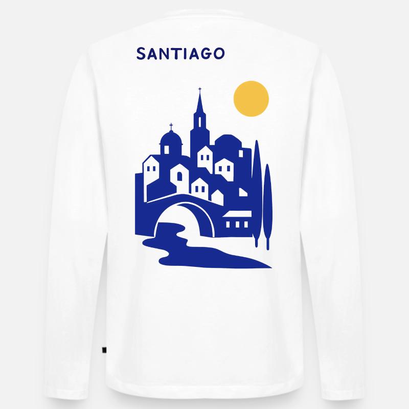 Santiago Silhouette am Abend - Männer Premium Bio Langarmshirt - Weiß