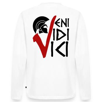 VENI VIDI VICI - Je suis venu, j'ai vu et j'ai gagné - T-shirt manches longues Premium bio Homme - blanc - Dos - Nico (187cm)