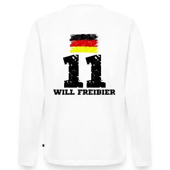 Deutschland Sauf Trikot Mallorca Fußball Party - Männer Premium Bio Langarmshirt - Weiß - Hinten - Nico (187cm)