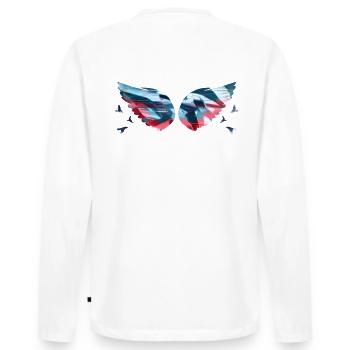 Angelwings,Wings,Watercolor,Colorful,Angel Wings - Men's Premium Organic Long Sleeve Shirt - white - Back - Nico (187cm)