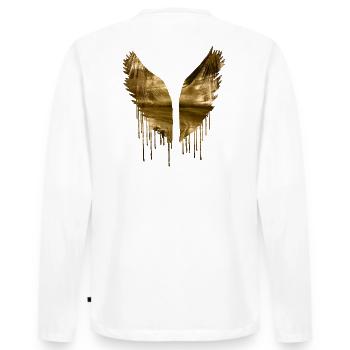 Angelwings,Wings,Gold,Angel Wings,Metallic - Men's Premium Organic Long Sleeve Shirt - white - Back - Nico (187cm)
