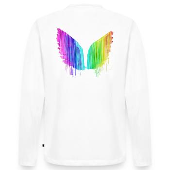 Angelwings,Ailes,Aquarelle,Ailes d’Ange,Coloré,LGBT - T-shirt manches longues Premium bio Homme - blanc - Dos - Nico (187cm)