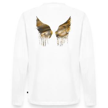 Angelwings,Ailes,Or,Ailes d’Ange,Métallique - T-shirt manches longues Premium bio Homme - blanc - Dos - Nico (187cm)