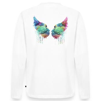 Angelwings,Wings,Aquarelle,Coloré,Angel Wings - T-shirt manches longues Premium bio Homme - blanc - Dos - Nico (187cm)