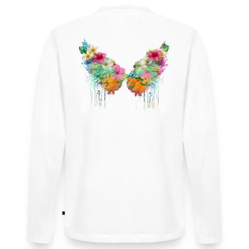 Angelwings,Wings,Coloré,Angel Wings,Fleurs - T-shirt manches longues Premium bio Homme - blanc - Dos - Nico (187cm)