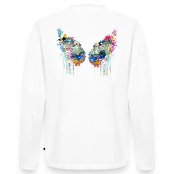 Angelwings,Wings,Coloré,Angel Wings,Fleurs - T-shirt manches longues Premium bio Homme - blanc - Dos - Nico (187cm)