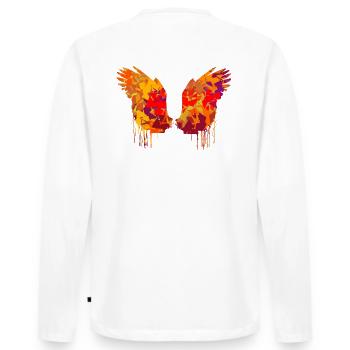 ailes d’ange,ailes,aquarelle,automne,ailes d’ange - T-shirt manches longues Premium bio Homme - blanc - Dos - Nico (187cm)