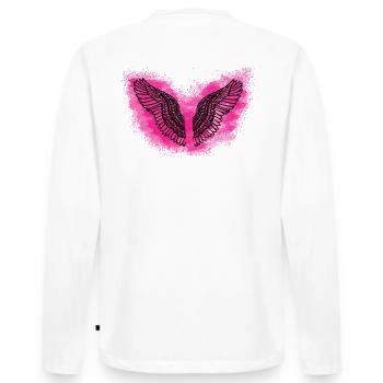 Angelwings,Ailes,Aquarelle,Rose,Ailes d’ange - T-shirt manches longues Premium bio Homme - blanc - Dos - Nico (187cm)