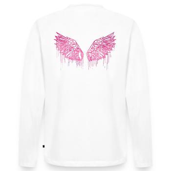 Angelwings,Ailes,Aquarelle,Rose,Ailes d’ange - T-shirt manches longues Premium bio Homme - blanc - Dos - Nico (187cm)
