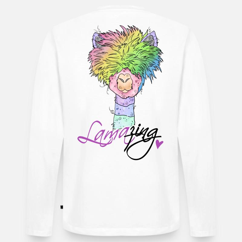 Lama* zing - Männer Premium Bio Langarmshirt - Weiß