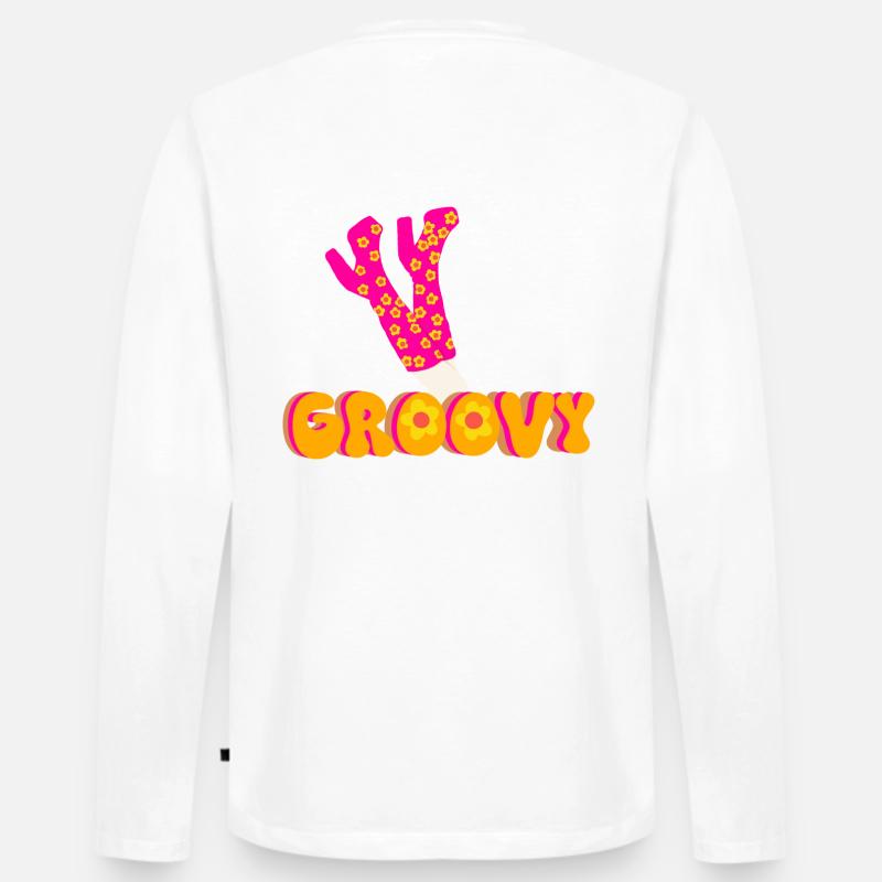 Funky Groovy Disco Plateau Stiefel - Männer Premium Bio Langarmshirt - Weiß