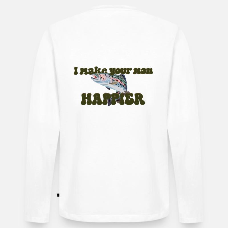 Pflücke mir Forellen - Männer Premium Bio Langarmshirt - Weiß