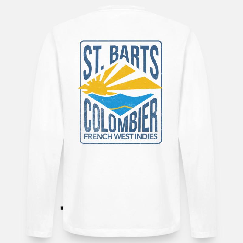St. Barts Colombier - Männer Premium Bio Langarmshirt - Weiß