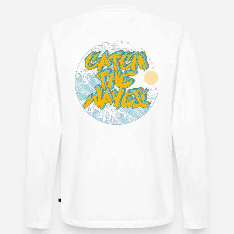 wavy - Männer Premium Bio Langarmshirt - Weiß