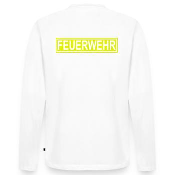 FEUERWEHR mit Rahmen - Freiwillige Feuerwehr FW02 - Männer Premium Bio Langarmshirt - Weiß - Hinten - Nico (187cm)
