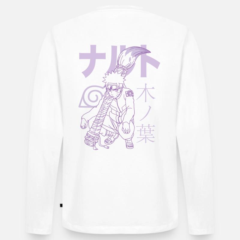 Naruto Shippuden Naruto Mit Schriftzeichen - Männer Premium Bio Langarmshirt - Weiß