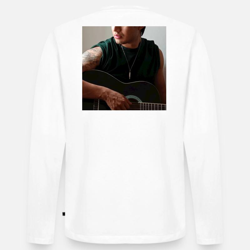 Studio Night Guitar - Männer Premium Bio Langarmshirt - Weiß