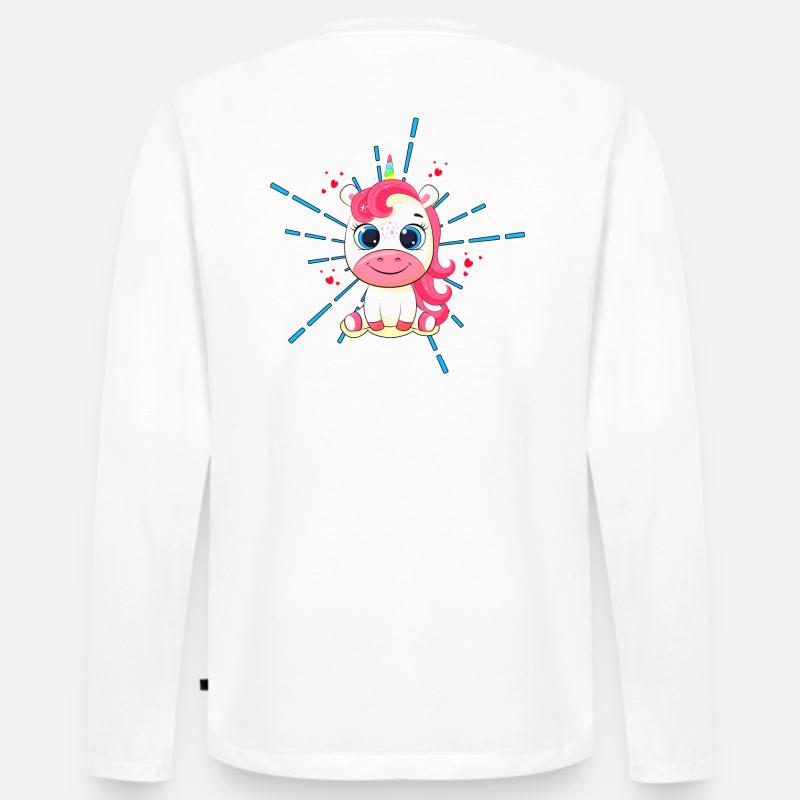 Einhorn rot - Männer Premium Bio Langarmshirt - Weiß