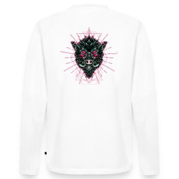 Boar Wild Boar - Men's Premium Organic Long Sleeve Shirt - white - Back - Nico (187cm)