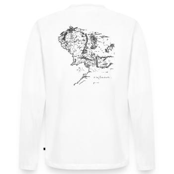 Der Herr Der Ringe Rückenprint Mittelerde-Karte - Männer Premium Bio Langarmshirt - Weiß - Hinten - Nico (187cm)