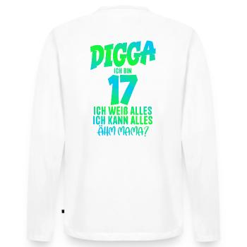 17. Geburtstag Digga ich bin 17 Ich Kann Alles - Männer Premium Bio Langarmshirt - Weiß - Hinten - Nico (187cm)