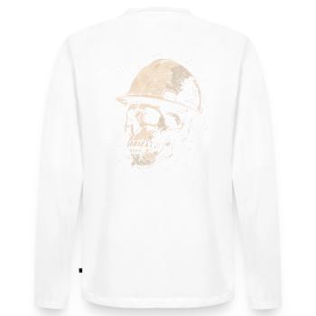 Skull Construction Worker - Men's Premium Organic Long Sleeve Shirt - white - Back - Nico (187cm)