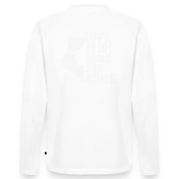 La vie est une question de buts et de passes décisives Lustiges Fußball - T-shirt manches longues Premium bio Homme - blanc - Dos - Nico (187cm)