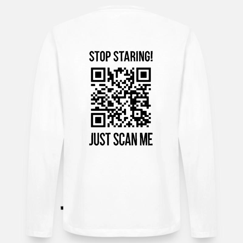Scanne mich QR Code Wähle jeden Tag Freundlichkeit - Männer Premium Bio Langarmshirt - Weiß