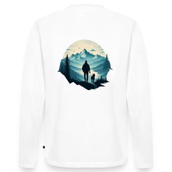 Man and Dog – Adventure in the Mountains - Men's Premium Organic Long Sleeve Shirt - white - Back - Nico (187cm)
