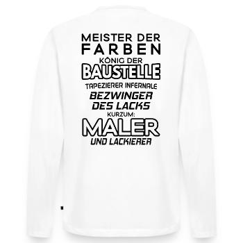 Maler und Lackierer / Maler & Lackierer - Männer Premium Bio Langarmshirt - Weiß - Hinten - Nico (187cm)