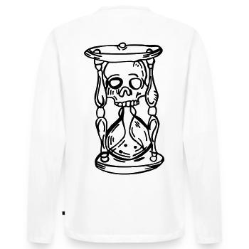 Totenkopf Sanduhr - Männer Premium Bio Langarmshirt - Weiß - Hinten - Nico (187cm)