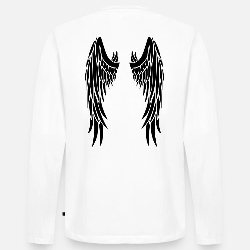 schwarze Flügel - Männer Premium Bio Langarmshirt - Weiß