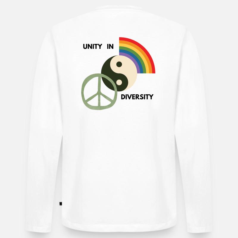 Rainbow Yin Yang Peace - Männer Premium Bio Langarmshirt - Weiß