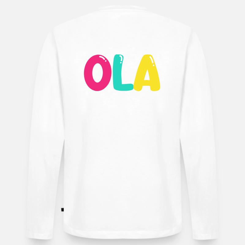 Name - Ola - Männer Premium Bio Langarmshirt - Weiß