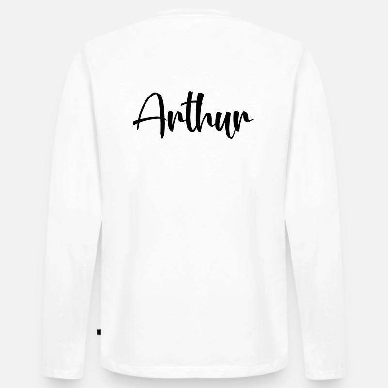 Name - Arthur - Männer Premium Bio Langarmshirt - Weiß