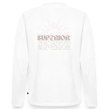 SUPERIOR DESIGN - Männer Premium Bio Langarmshirt - Weiß - Hinten - Nico (187cm)