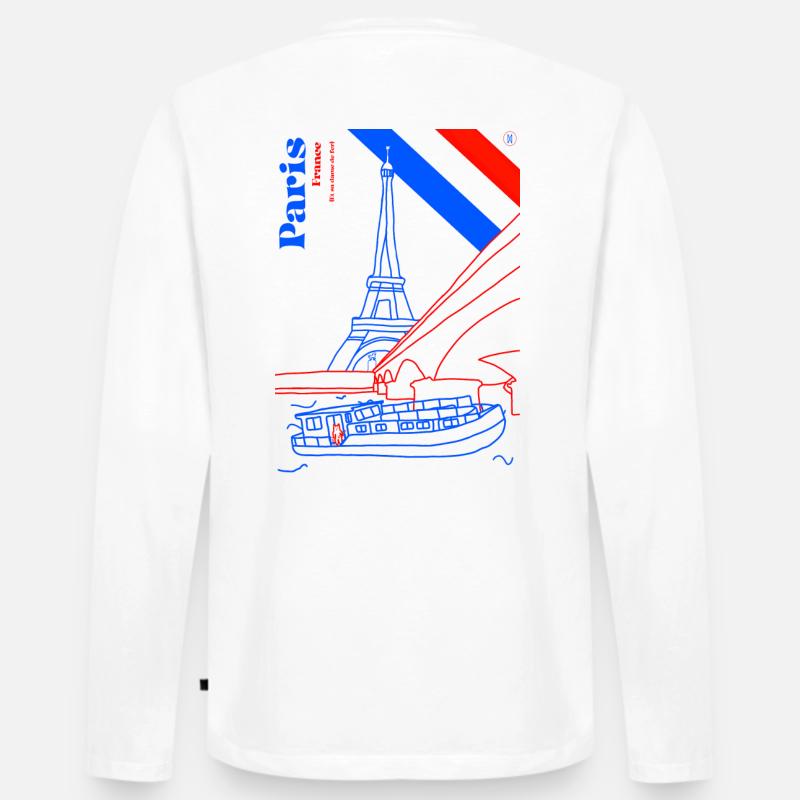 Paris und seine Eiserne Lady - Männer Premium Bio Langarmshirt - Weiß