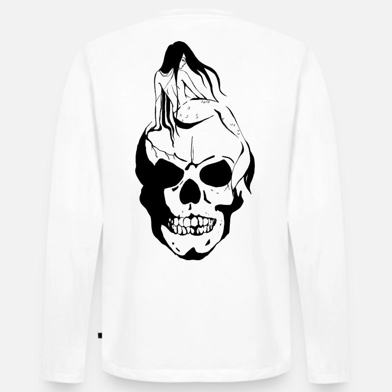 Meerjungfrau auf Schädel - Männer Premium Bio Langarmshirt - Weiß