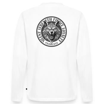 Silent Strength - Men's Premium Organic Long Sleeve Shirt - white - Back - Nico (187cm)