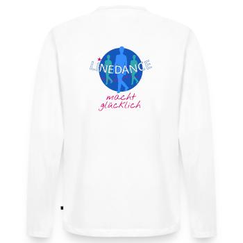 Linedance T-Shirt mit Logo Blau Pink - Männer Premium Bio Langarmshirt - Weiß - Hinten - Nico (187cm)