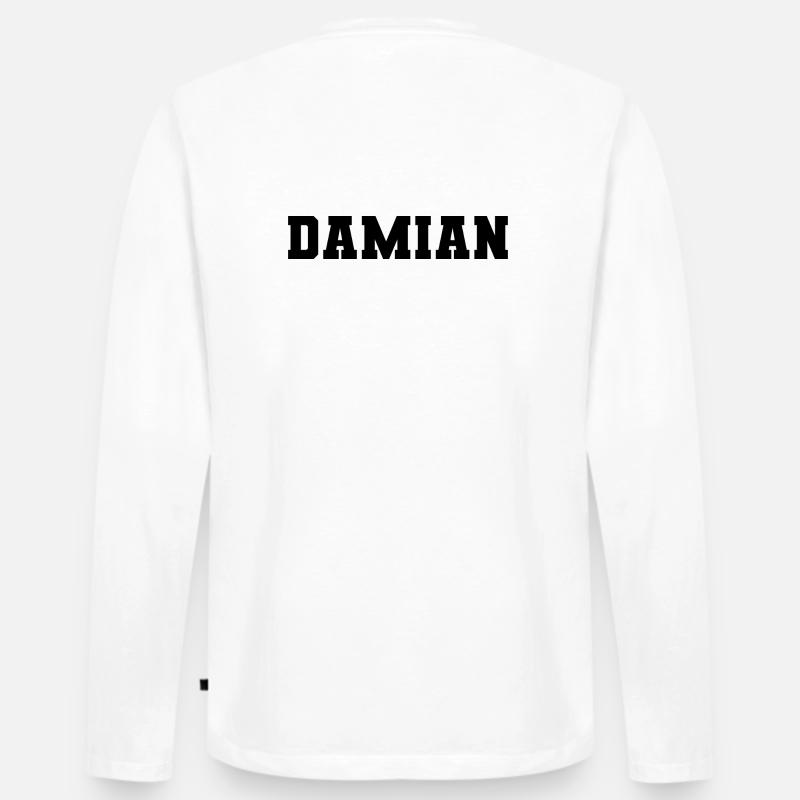 Name - Damian - Männer Premium Bio Langarmshirt - Weiß