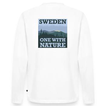 Eins mit der Natur. - Männer Premium Bio Langarmshirt - Weiß - Hinten - Nico (187cm)