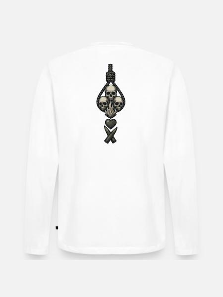 Avi Collection – Skulls & Flame - Men's Premium Organic Long Sleeve Shirt - white