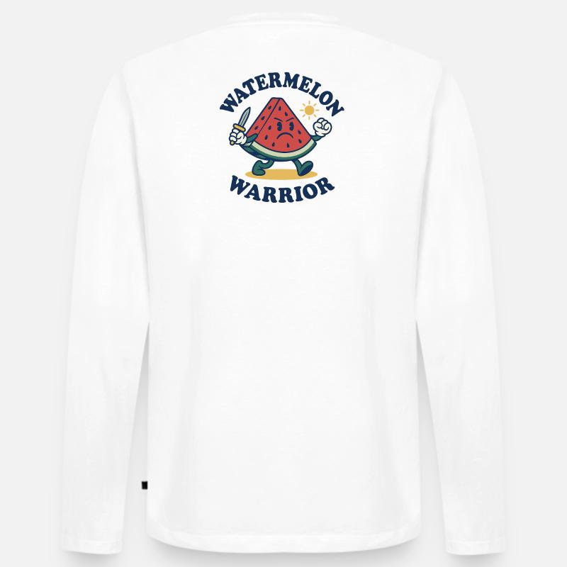Wassermelonen-Krieger – Mutiges Schnittdesign - Männer Premium Bio Langarmshirt - Weiß