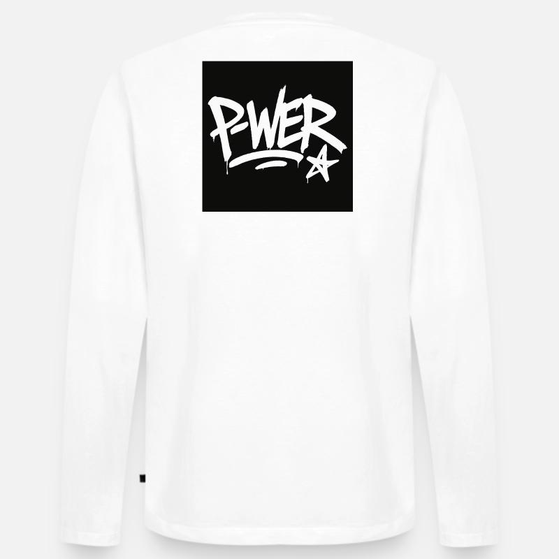 Graffiti-Stil Power-Text-Design - Männer Premium Bio Langarmshirt - Weiß