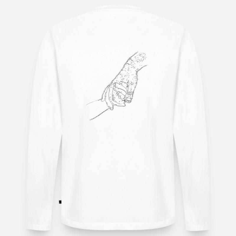 Papa Kind halten Hände - Männer Premium Bio Langarmshirt - Weiß